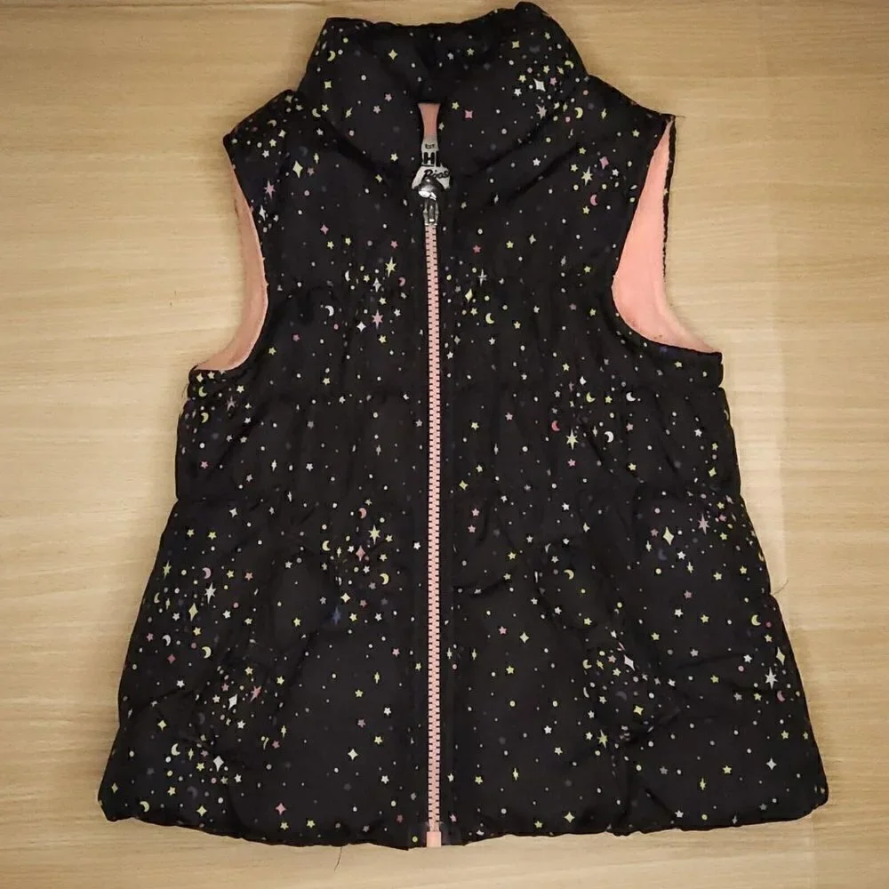 Osh Kosh B'gosh Girls Toddler Black Celestial Puffer Vest 3T